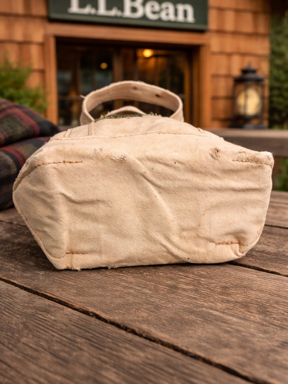 Vintage L.L.Bean Mini Boat & Tote | Distressed Canvas Bag w/ Patches | Rare - Picture 2 of 6